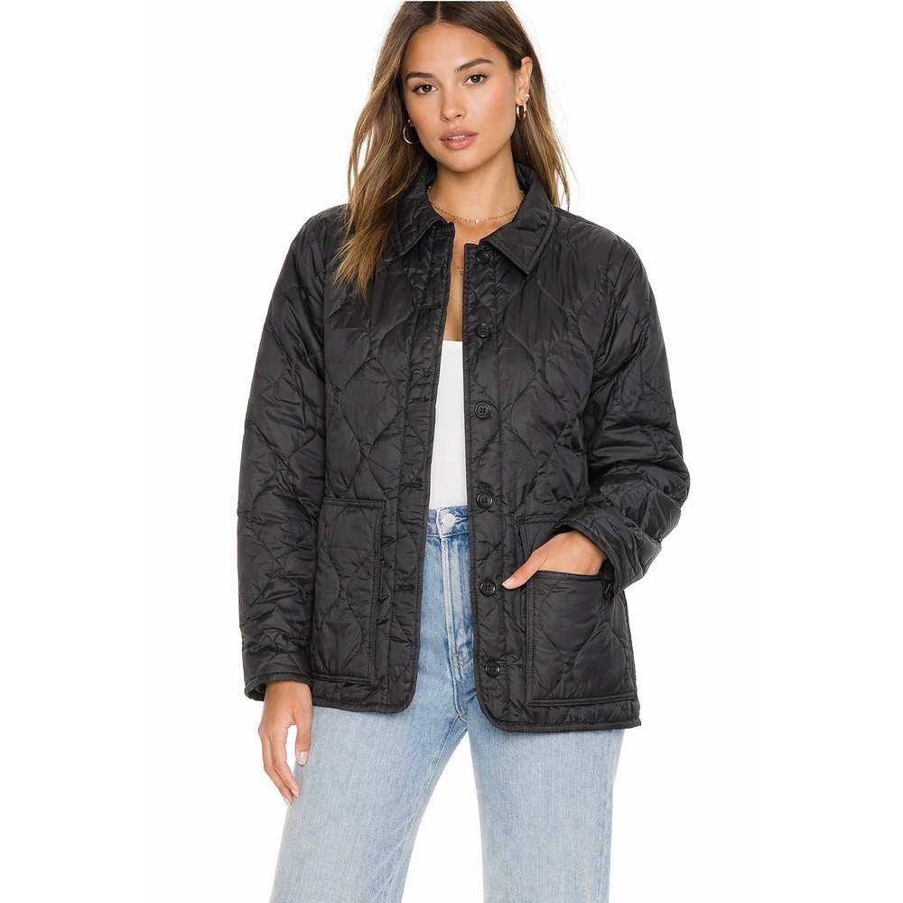 Banana Republic Black Quilted Countryside Barn Coat Jacket Women's Medium‎